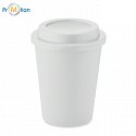 Double-walled cup PP 300 ml, white logo print