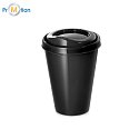 reusable plastic cup, black, logo print