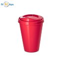 opakovne použiteľný pohár z plastu, červená, potlač loga