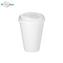 reusable plastic cup, white, logo print