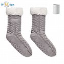 gray non-slip socks, logo print