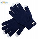 RPET eco touch gloves with blue logo print