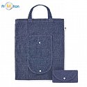 Collapsible cotton shopping bag, blue, logo print