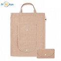 Collapsible cotton shopping bag, beige, logo print