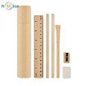 School writing set in a tube with logo print
