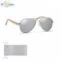 Bamboo sunglasses in a pocket, gray lenses, logo printing