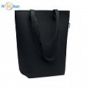 RPET felt shopping bag, black, logo print