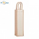 Jute wine bag for one bottle, logo print