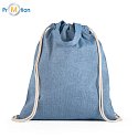 Bag / backpack with drawstring blue, logo print, cotton