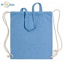 Drawstring bag cotton, blue with logo print