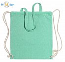 Cotton drawstring bag, green with logo print