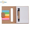 ECO notebook with pen and sticky papers, logo printing