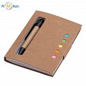 ECO notebook with pen and sticky papers, logo printing