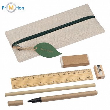 ecological writing set with logo print