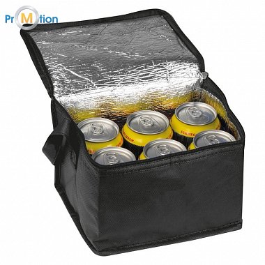 61542 Non-woven cooler bag black with logo print