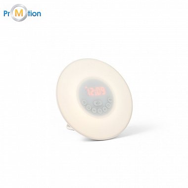 Clock with smart alarm clock, white, logo printing