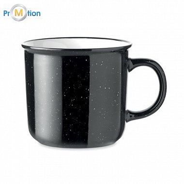 Ceramic vintage mug 400 ml, black, logo print