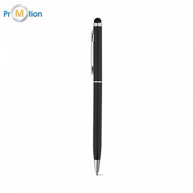 Metal ballpoint pen with antibacterial treatment in black, logo print