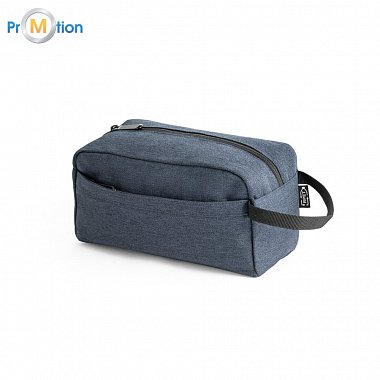 ecological RPET Cosmetic bag blue, logo print