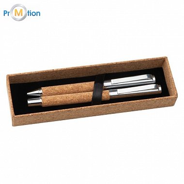 Cork writing set with logo printing