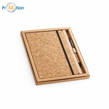 cork Notepad with ballpoint pen, logo printing