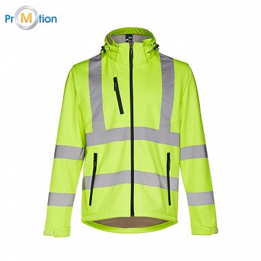 Reflective softshell jacket yellow, logo print