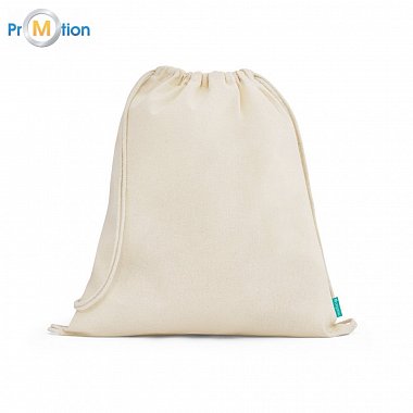 Natural cotton bag with drawstring, logo print