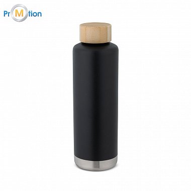 thermo Black stainless steel bottle, logo print