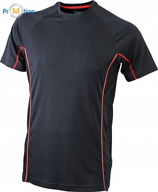 James & Nicholson | JN 421 - Pánské reflexní běžecké tričko black/red