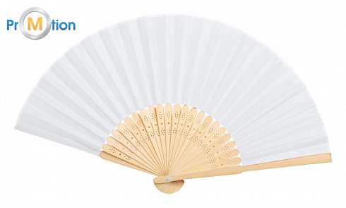 textile fan with bamboo white