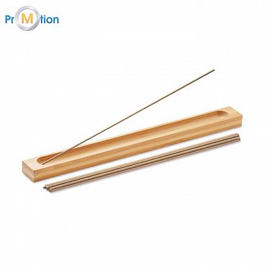 Incense set in bamboo, logo print