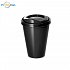 reusable plastic cup, black, logo print