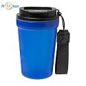 Travel mug/cup with logo print, blue