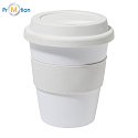 Travel mug/cup 350ml with logo print, white