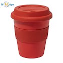 Travel mug/cup 350ml with logo print, red