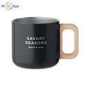 Double wall mug 350 ml, recycled steel, black, logo print 2