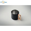 Double wall mug 350 ml, recycled steel, black, logo print 3