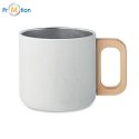Double wall mug 350 ml, recycled steel, white, logo print 4