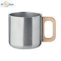 Double wall mug 350 ml, recycled steel, silver, logo print 4