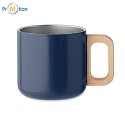 Double wall mug 350 ml, recycled steel, blue, logo print 4