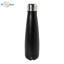Stainless steel recycled bottle 600ml with logo print, black