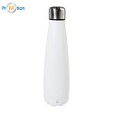 Stainless steel recycled bottle 600ml with logo print, white