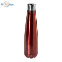 Stainless steel recycled bottle 600ml with logo print, red