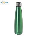 Stainless steel recycled bottle 600ml with logo print, green