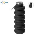 Foldable bottle 500ml with logo print, black
