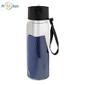 RPET sports bottle with logo-printed towel, blue
