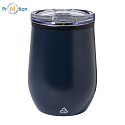 Poppy stainless steel double-walled thermo mug 350ml with logo print, blue