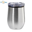 Poppy stainless steel double-walled thermo mug 350ml with logo print, silver