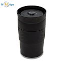 HUSAVIK thermos mug 320 ml, black with logo print