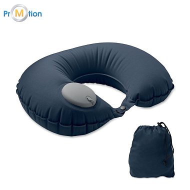 Travel fast-inflating pillow, blue, logo print